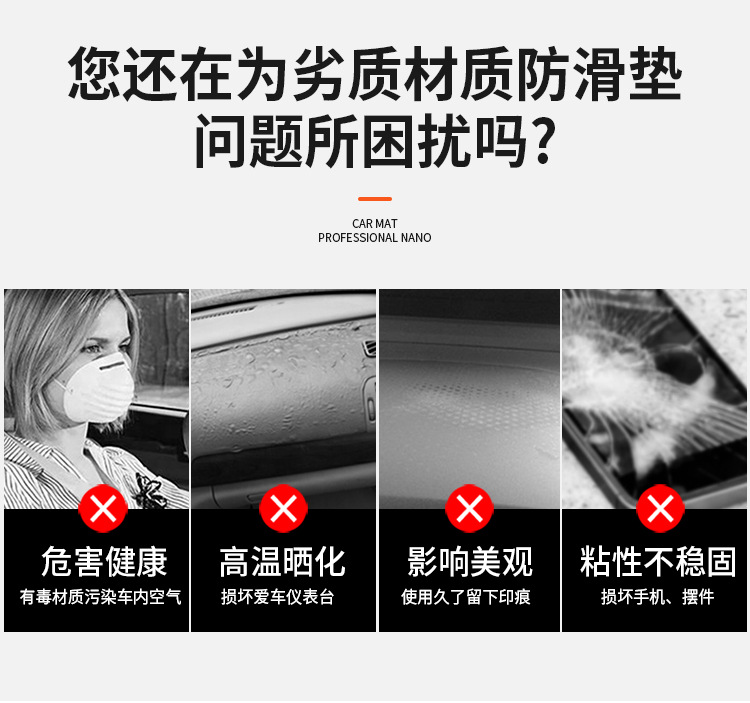 Car Anti-slip Mat Logo Decoration Cushion Car Inner Armrest Box Instrument Panel Mobile Phone Accessories Fixed Storage Rubber Pad