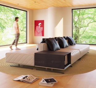 Foshan Italian-Style Light Luxury Top-Layer Double-Sided Sofa Villa Large Flat Modern Living Room Minimalist Back-To-Back Island Sofa