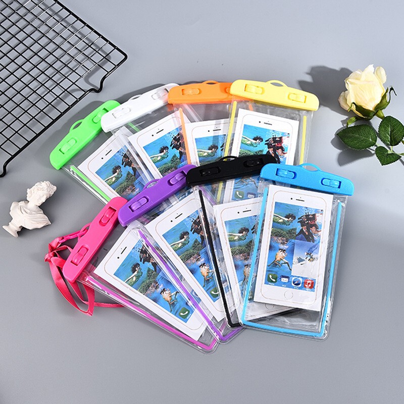 Luminous Mobile Phone Waterproof Case Fluorescent Transparent Diving Waterproof Bag for Swimming Drifting Diving Hanging Type Protective Case