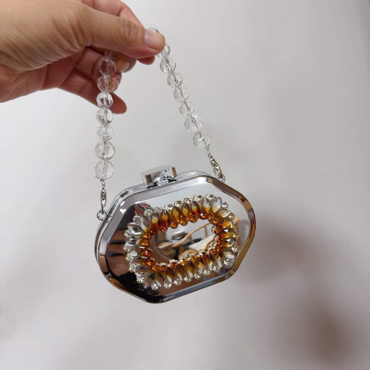 Personalisierte Mini Handtasche In Lippenstiftform Mit Glitzerkette_voghion.com