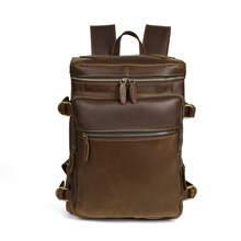 疯马皮男士真皮双肩包复古潮流头层牛皮大容量背包