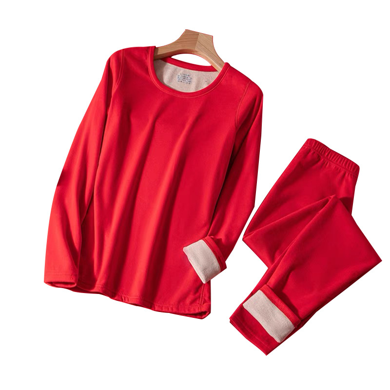 (2개) 올해 남성용 빨간 실크 양모 따뜻한 세트 슬림베이스 속옷 DEJIA 벨벳 두꺼운 웨딩 가을 옷