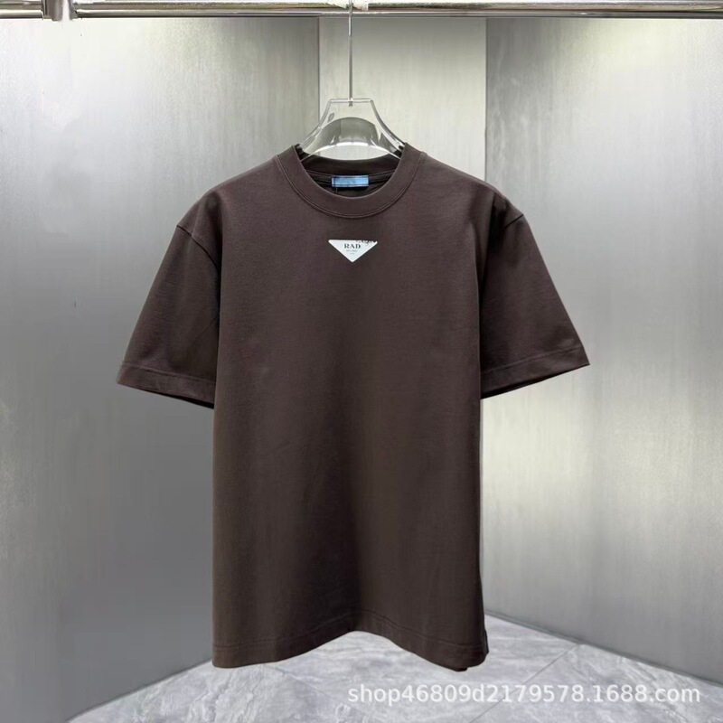 Authentic P Brand Triangle Logo Men's Casual T-Shirt, Unisex Pure Cotton Short-Sleeve Men's T-Shirt, Trendy and High-End Feel