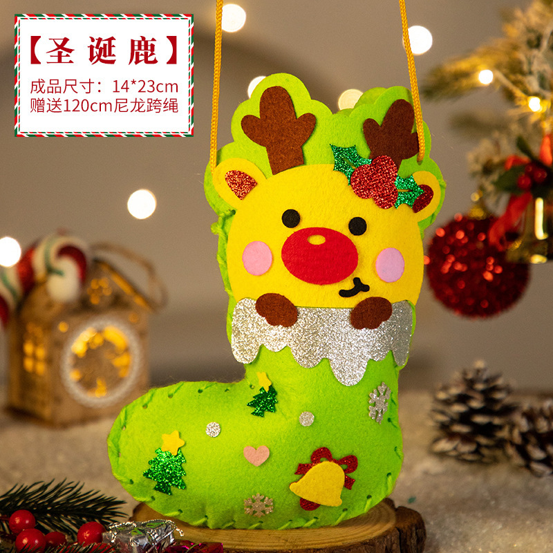 Juguetes de Navidad para niños hechos a mano DIY paquetes de materiales de medias de Navidad decoraciones de jardín de infantes