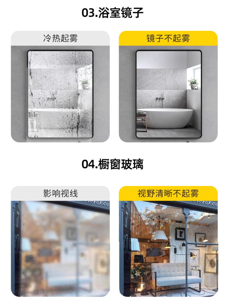Car Defogger, Rearview Mirror Rain-Proof and Waterproof Coating Agent, Anti-Glare and Anti-Fog Car Mirror Full-Screen Rain Remover