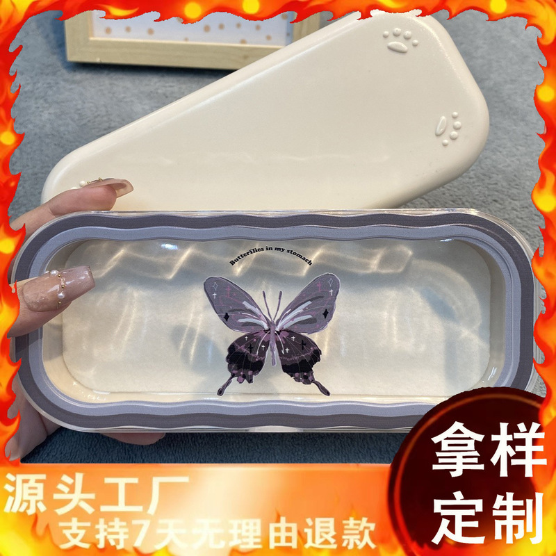 New Style Glasses Case Transparent and Cute ins Anti-stress Portable Myopia Sunglasses Storage Box Large Frame Japanese Style Style High Value New Style Glasses Case Transparent and Cute ins Anti-stress Portable Myopia Sunglasses Storage Box Large Frame Japanese Style Style High Value