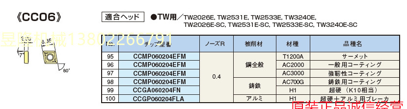 日本BIG大昭和刀片CCMM090308ESSCW30PA