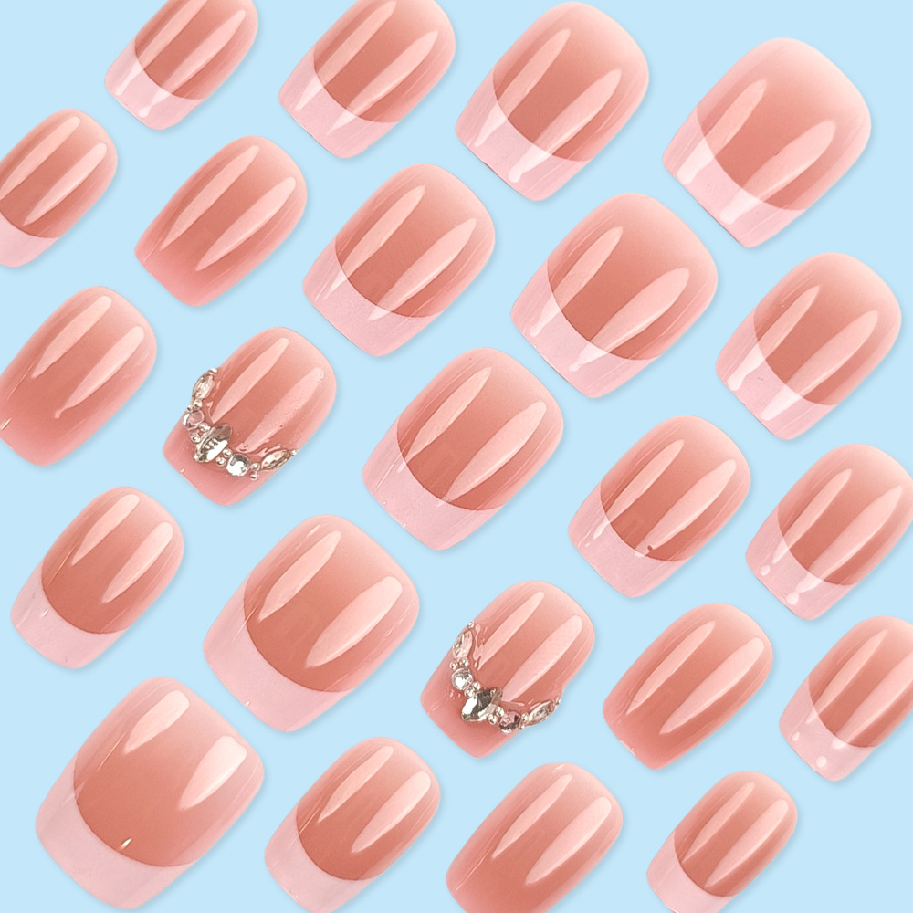 30 piezas de uñas de manicura francesa dulce, el temperamento es blanco, parche de uñas desmontable, uñas de diamantes de gran venta