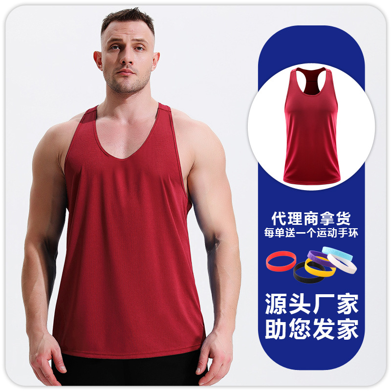 Hombres fitness ocio rápido secado respirado chaleco I entrenamiento muscular carrera profesional de maratón ropa de musculación image 13