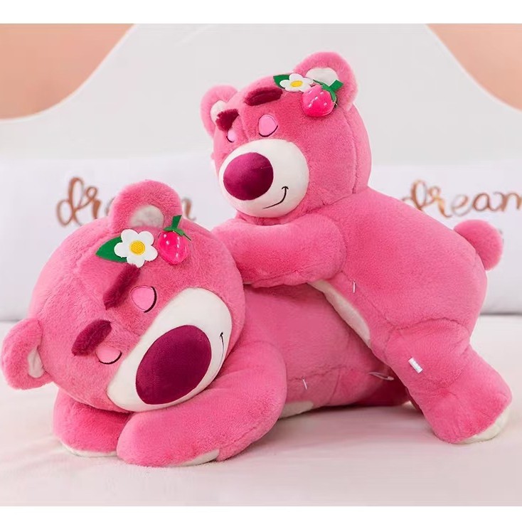 Cute Pillow Cushion as a Birthday Gift for Girls, Strawberry Bear Plush Toy, Cute Bear Stuffed Toy, Sleeping Doll