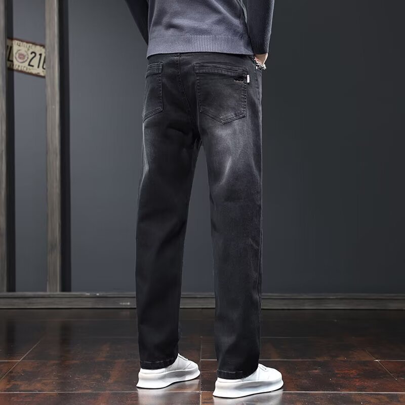 春と秋の男性用の高級ジーンズ、新しいスタイルのズボン、伸縮性のあるルーズで多用途なストレートパンツ、男性用のビジネスカジュアルパンツ|undefined