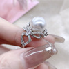 Retro adjustable brand sophisticated universal ring from pearl, elegant small design jewelry, internet celebrity