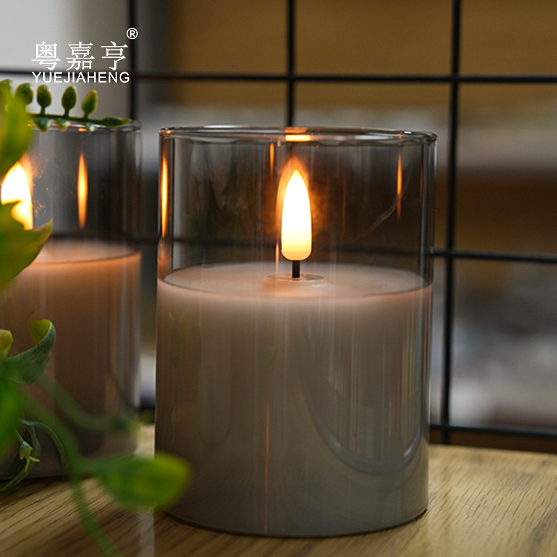 Llama de bala 3D LED de control remoto vela electrónica lámpara de vidrio de parafina atmósfera diseño accesorios adornos calor transfronterizo