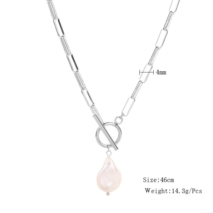 17g Weight Artificial Gem, Natural Stone, Freshwater Pearl Pendant Material Pendant Necklace Classification Elegant Water Droplets Stainless Steel Freshwater Pearl Toggle Pendant Necklace
