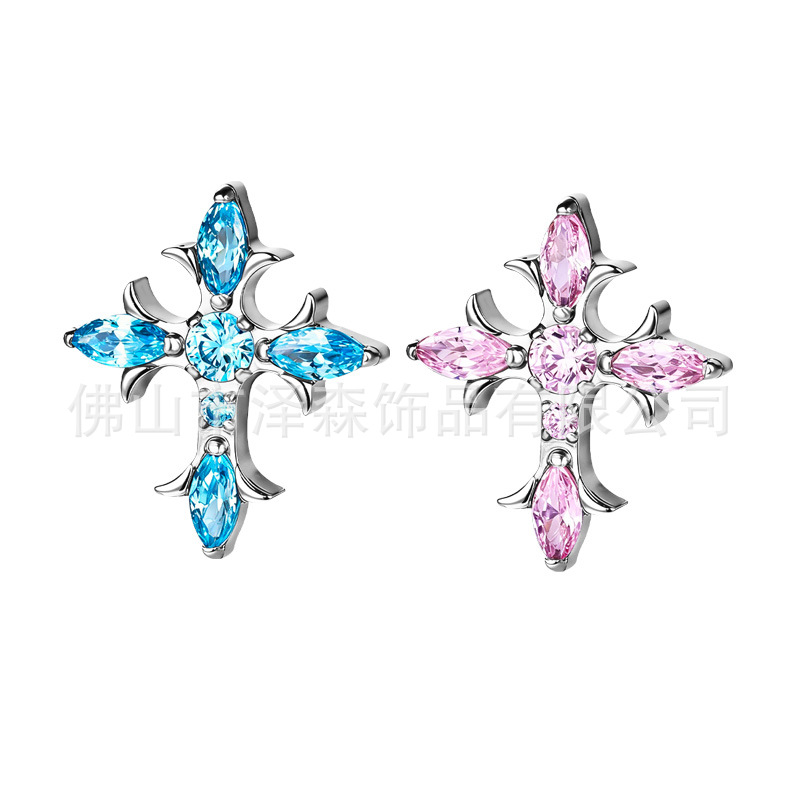 F136 Titanium Alloy Ear Studs Thorn Cross Croix De Croix Ear Cartilage Studs G23 Titanium Lip Studs Body Piercing Jewelry detail image 7