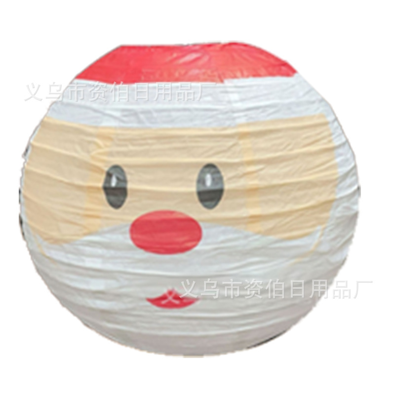 圣诞节纸灯笼 雪花圣诞树灯笼 30CM圆形灯笼酒吧商场场地布置道具|undefined
