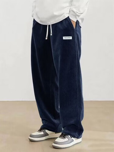 Eco Men's New Corduroy Casual Pants European and American High Street Trend Brand Retro Straight Leg Pants Fashion