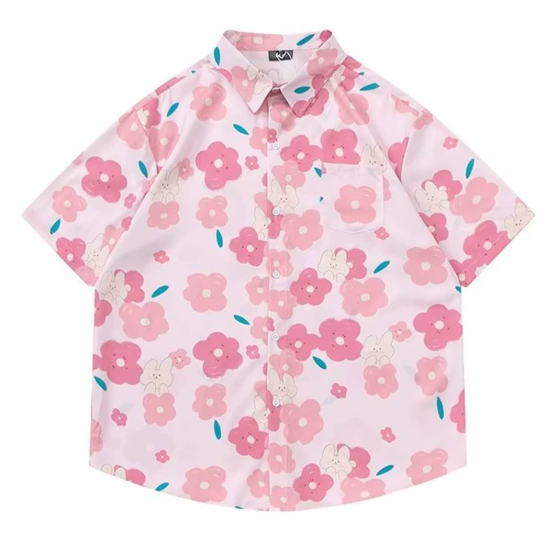 Гавайская цветочная рубашка с короткими рукавами мужская свободная дикая летняя гонконгская рубашка приливная бренд повседневный красивый топ внешняя торговля