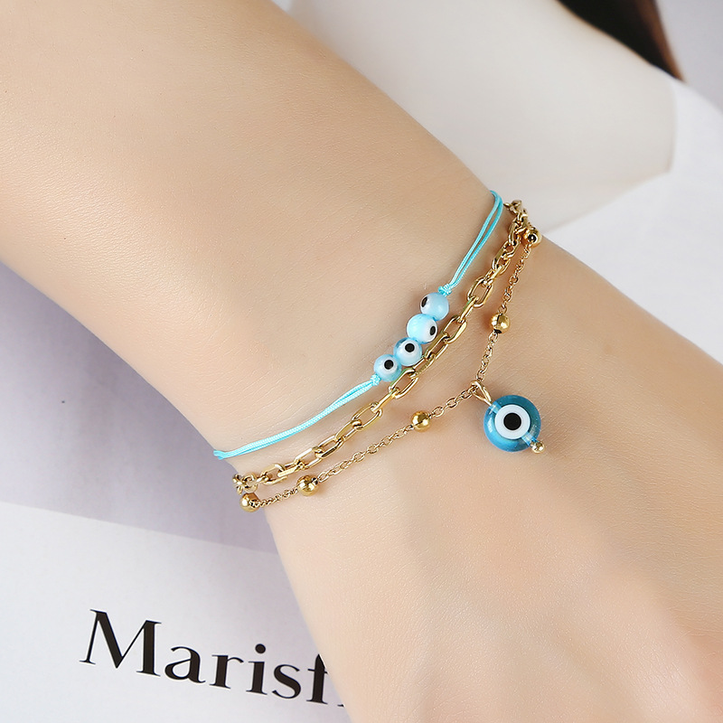 Stainless Steel Material Fashion Devil's Eye Stainless Steel Layered Bracelets 1 Piece