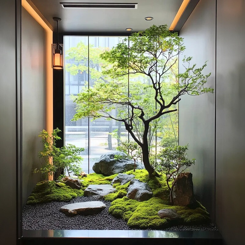 Artificial Green Plant Landscaping Combination for Window Decoration, Fake Plant Landscape for Courtyard Arrangement, Entrance Hall Interior Ambiance Tree Artificial Green Plant Landscaping Combination for Window Decoration, Fake Plant Landscape for Courtyard Arrangement, Entrance Hall Interior Ambiance Tree