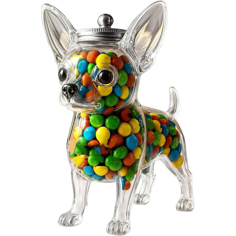 跨境新品 Chihuahua candy jar吉娃娃糖果罐厨房储藏零食饼干容器|undefined