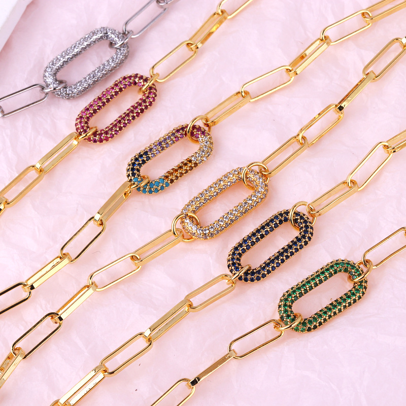 17g Weight Zircon Inlay Material Bracelets, Necklace Classification 1 Piece Quantity Simple Style Solid Color Copper Inlay Zircon Women's Bracelets Necklace