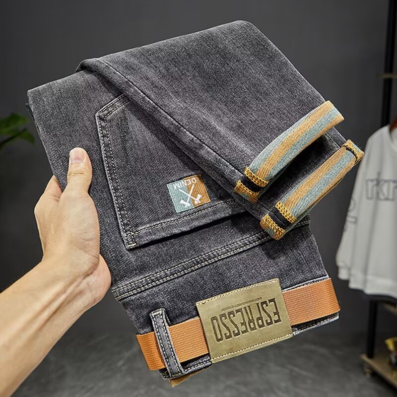 Korean version of new jeans, trendy elastic slim fit small leg casual and versatile slimming cropped pants, men's_voghion.com