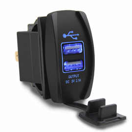 厂家直销 双 USB 充电器插座防水翘板开关适用于船用卡车房车船用