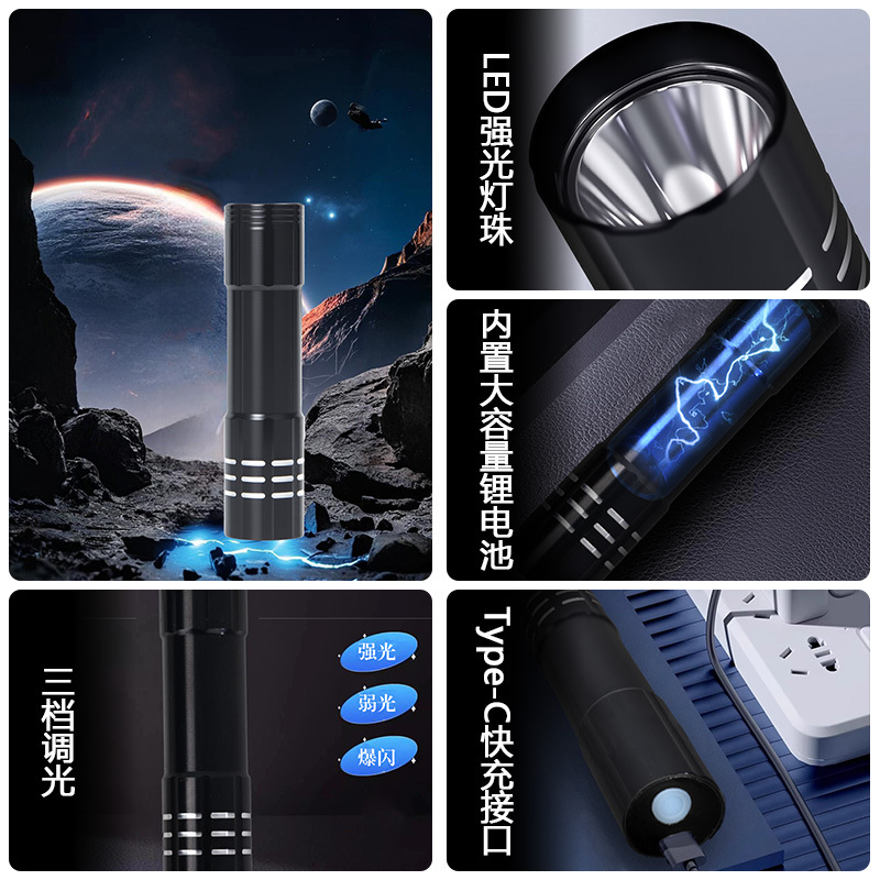 Luz portátil mini linterna portátil, luz de largo alcance al aire libre, linterna LED pequeña