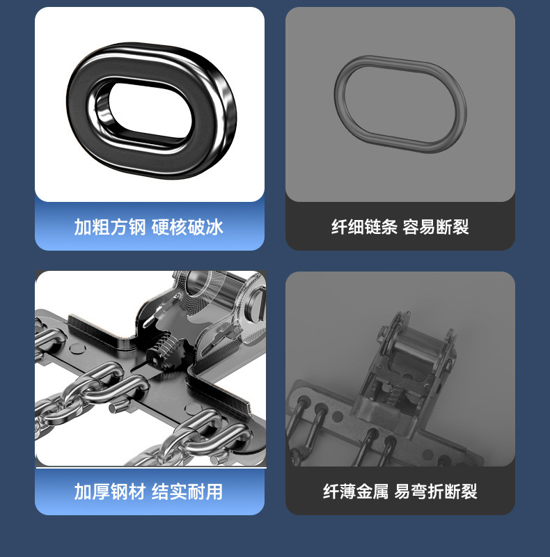 Source Manufacturer's New Anti-Skid Chains for Cars, Suvs, Mpvs, Universal Thickened Steel Chains for Snowy Conditions