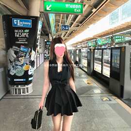 黑色辣妹收腰蕾丝连衣裙女夏季纯欲风裙子图片色棉涤东南亚高腰型
