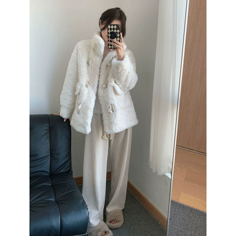 Velvet warm long jacket, Korean style, mid-length, increased thickness