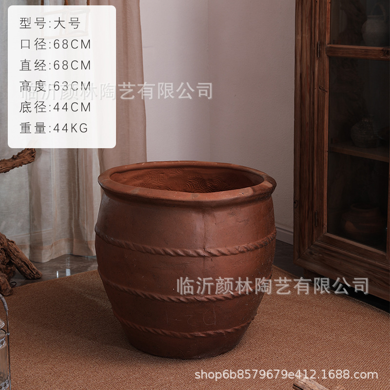 Cerámica de la terraza de Jiangxi, vasijas de cerámica, decoración residencial, vasijas de cerámica retro, vasijas de cerámica gruesa, paisajes de patio, vasijas grandes