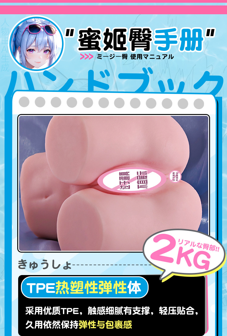 Jiuai Half-Body Male Masturbator, Realistic TPE Vaginal and Butt Mold, Manual — detail image 3