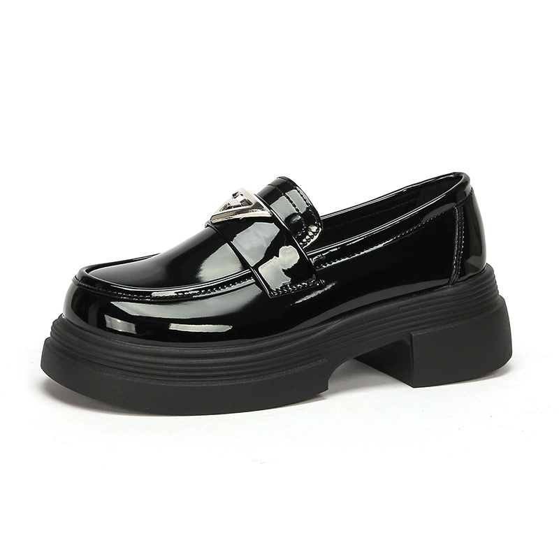 Spring high footwear platform English style for leather shoes, 2024 years, trend of season, British style