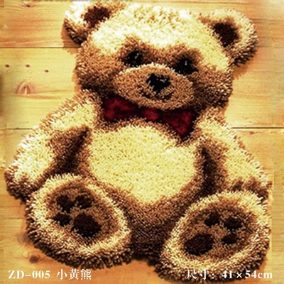 Color Printing Net Segment Embroidery Foot Mat Woolen Embroidery Cushion Floor Mat Door Mat Bathroom Mat Hook Needle Embroidery Car Seat Mat Handmade Carpet (Avtomobil döşəmə paspasları) - zd005-yellow-bear-50cm-white-net-cross