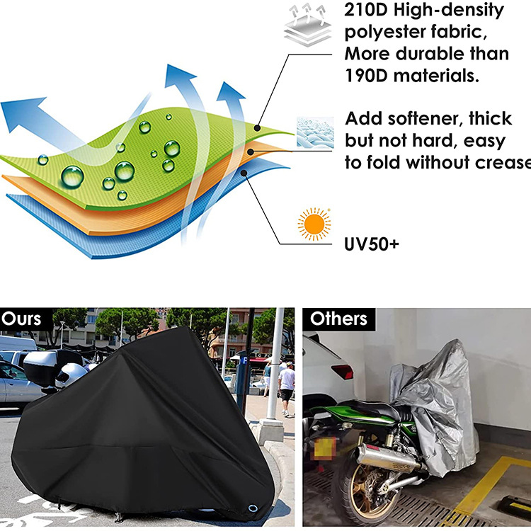 Motorcycle Cover for Foreign Trade and Cross-Border Sales, 210D Oxford Cloth, Rainproof, Sunproof, Silver-Coated, Full Vehicle Electric Bike Cover, Has Sold over 100,000 Units