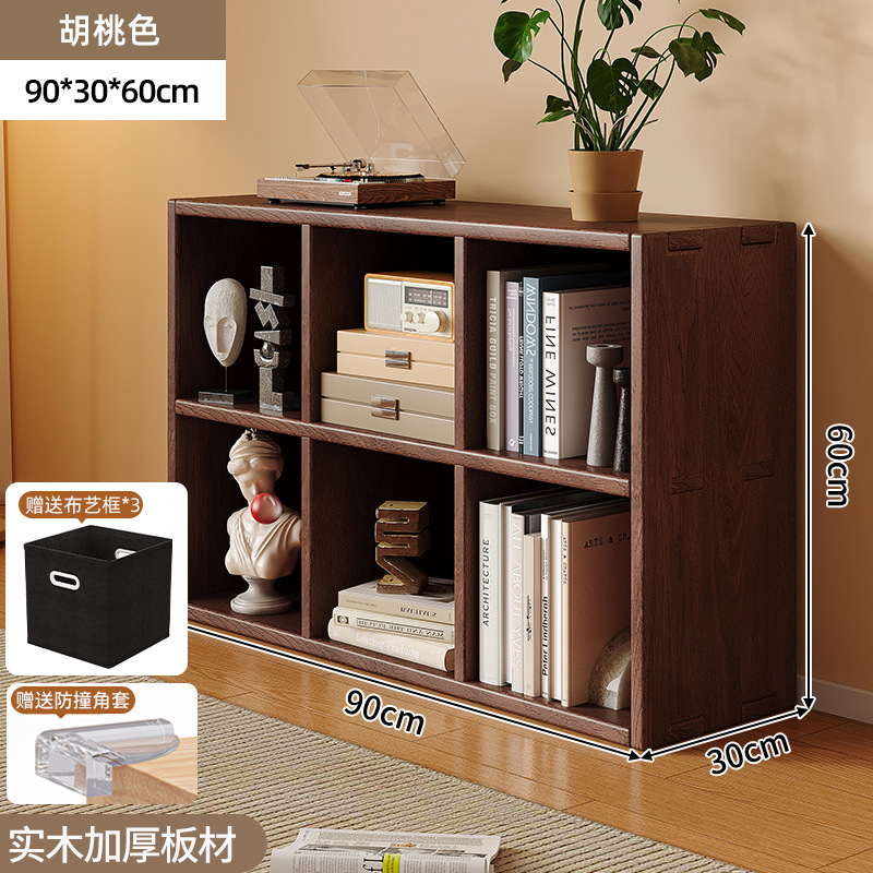 Gabinete de madera maciza con cajón de madera de madera de piso estante de color nuez ocho cuadrones bajo gabinete de almacenamiento