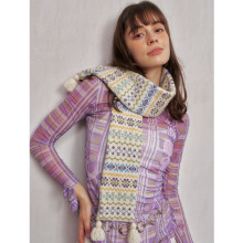 自制小众费尔岛提花空气层100%羊毛围巾设计师款防寒保暖针织围脖