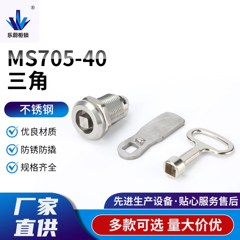 MS705-40 треугольный цилиндрический замок из нержавеющей стали, поворотный замок с язычком, четырехугольный замок, тип крыла, электрический замок двери шкафа, треугольный замок