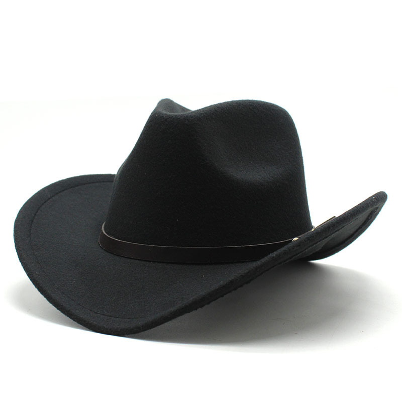American Western Cowboy Hat Felt Top Hat Men's and Women's Riding Hat Curly Brim Imitation Wool Jazz Hat Cowboy Hat American Western Cowboy Hat Felt Top Hat Men's and Women's Riding Hat Curly Brim Imitation Wool Jazz Hat Cowboy Hat