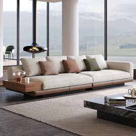 康纳利布艺沙发客厅现代轻奢高端棉麻意式极简直排沙发组合中古风