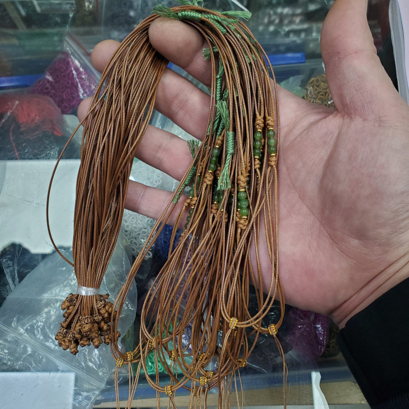 可调节PU挂件绳咖啡色细款吊坠绳翠玉和田玉碧玉项链绳玉线皮绳子