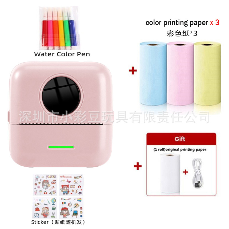 X5 핑크-영어 버전 [감열지 1롤 + 컬러지 3롤 + 수채펜 6개 + 스티커]