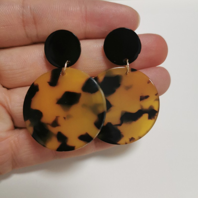 Earrings Classification Retro Leopard Print Acrylic Geometric Round Earrings Wholesale Nihaojewelry