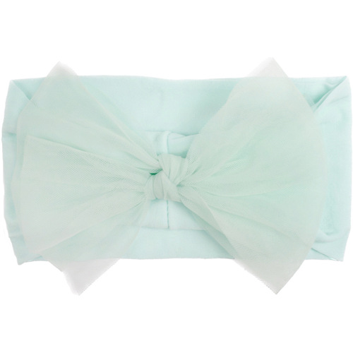 European and American new children's solid color nylon mesh bow headband, baby hair accessories, cute girl headscarf
