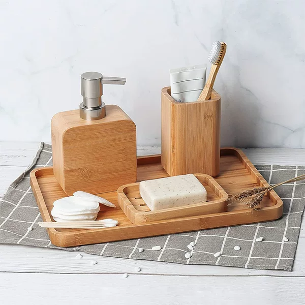 Bamboo bathroom four-piece set: bath towel, bath soap, toothbrush holder, soap dish, home and hotel bathroom set