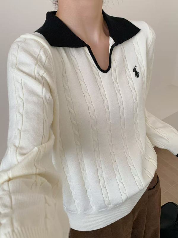 法式学院风时尚U领针织毛衣女2025夏季新款百搭撞色减龄薄款上衣|undefined