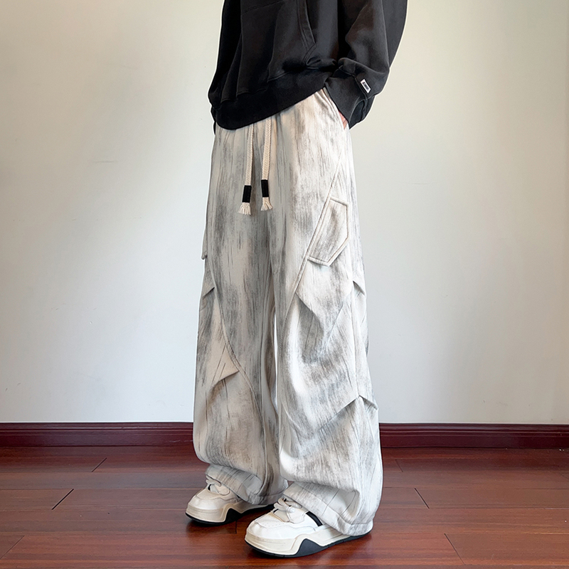 Tie-Dye Corduroy Paratrooper Pants for Men, Autumn and Winter Trendy Brand Loose Casual Long Pants, American Retro Style Trousers Tie-Dye Corduroy Paratrooper Pants for Men, Autumn and Winter Trendy Brand Loose Casual Long Pants, American Retro Style Trousers