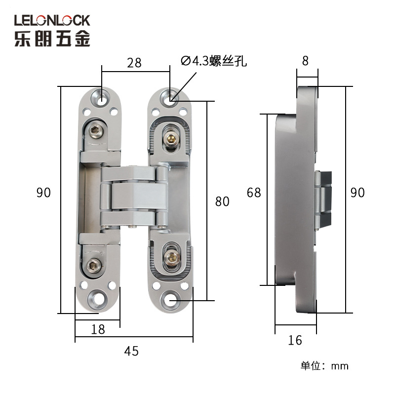 bisagra de puerta de madera ligera 3D ajustable puerta invisible puerta cerrada 180 grados dentro y fuera de la bisagra oculta plegable cruzada image 5